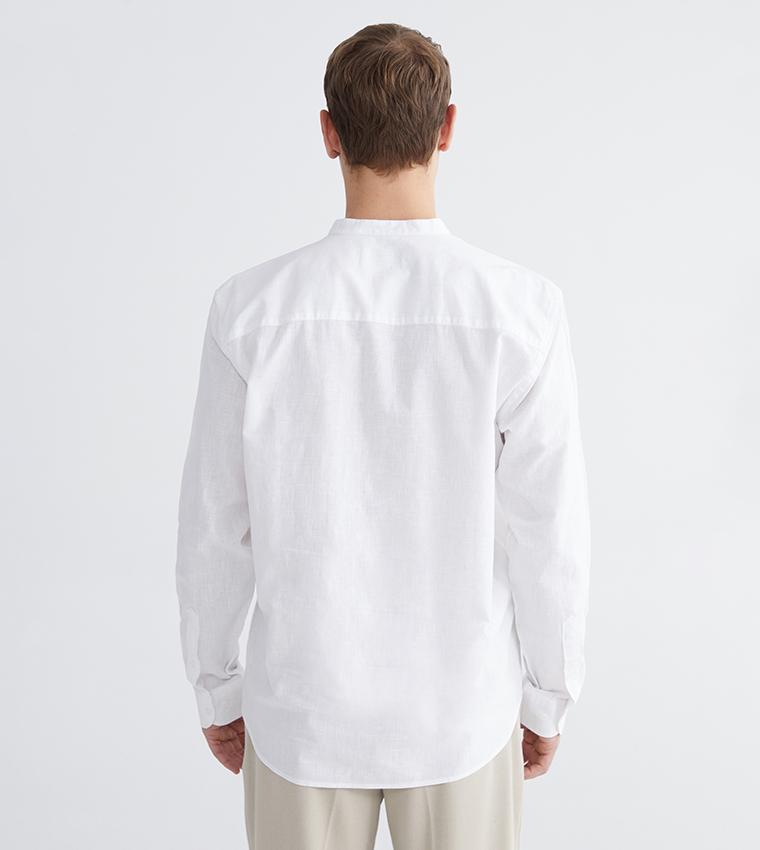 قميص رجالي كاجوال سادة كم طويل 