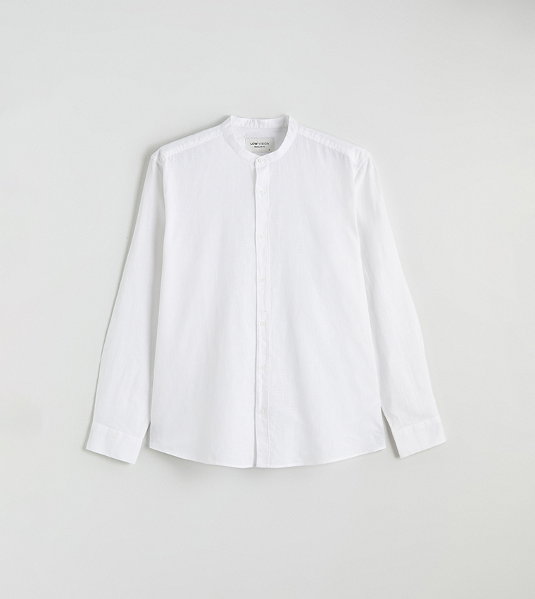 قميص رجالي كاجوال سادة كم طويل 