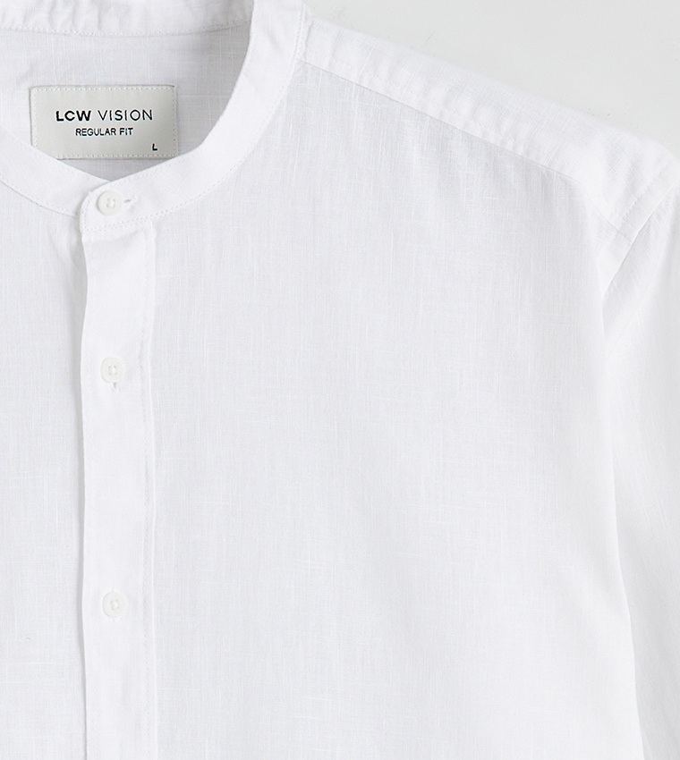 قميص رجالي كاجوال سادة كم طويل 