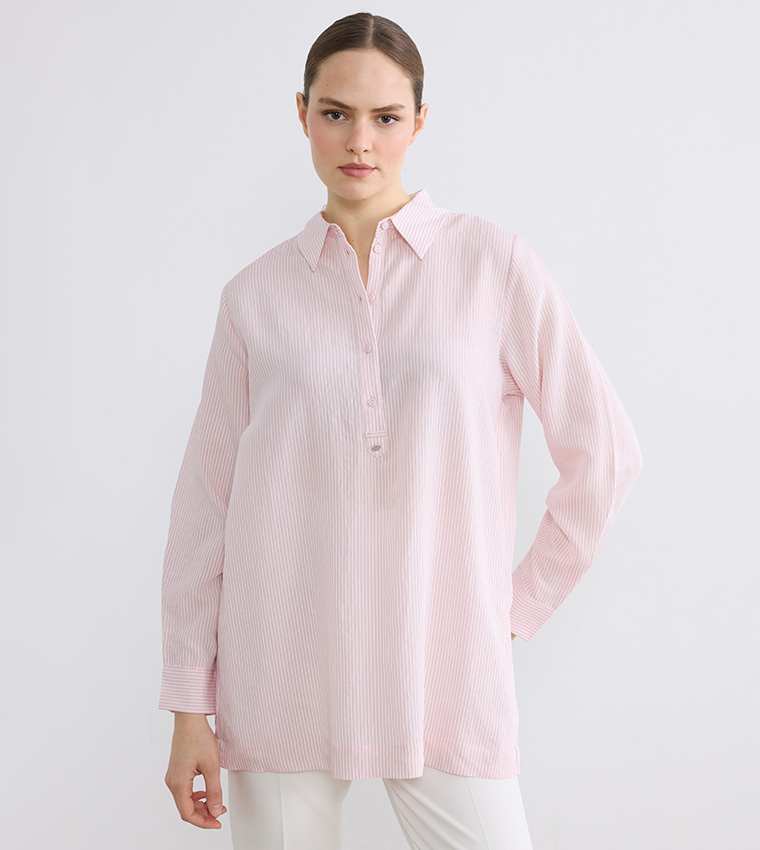 Striped Long Sleeves Shirt Tunic