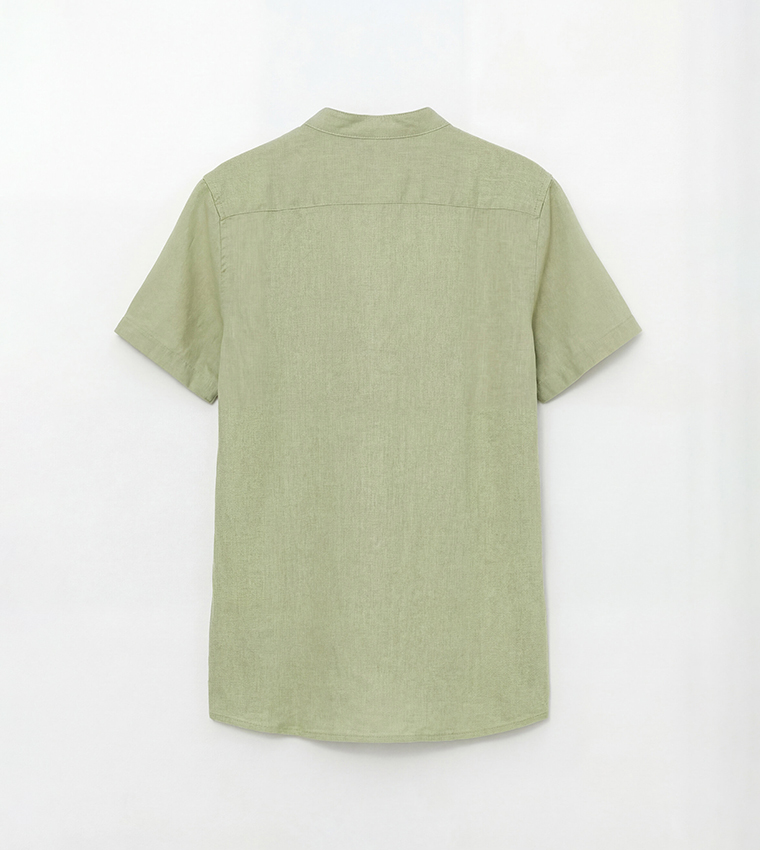 Solid Mandarin Collar Shirt