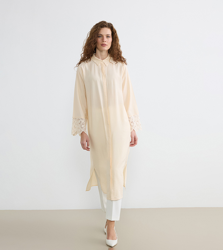 Lace Trim Collared Tunic