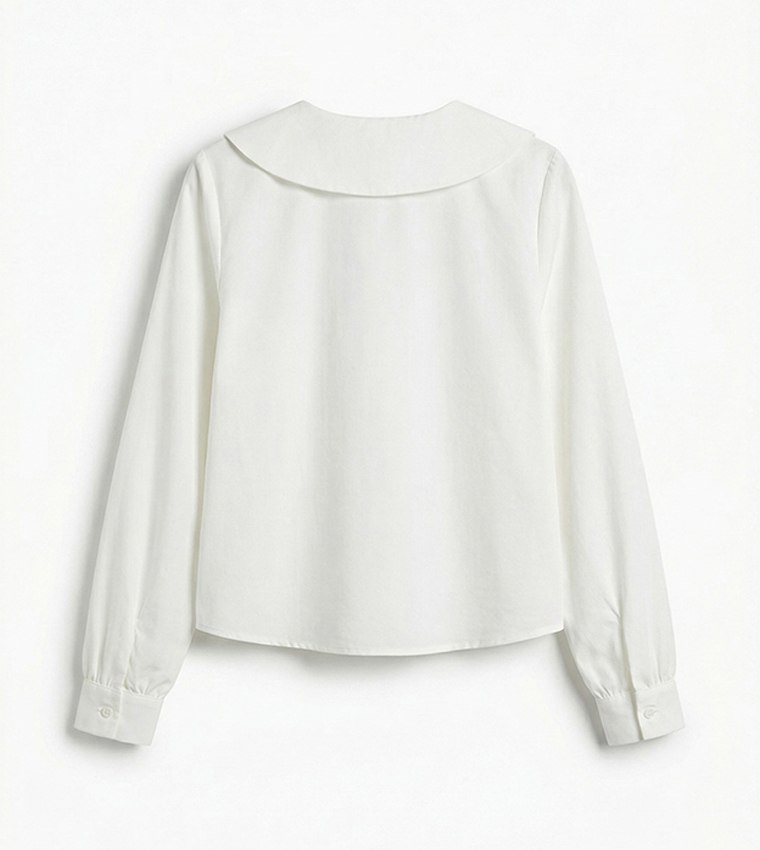 قميص سادة كم طويل بقبة بيبي