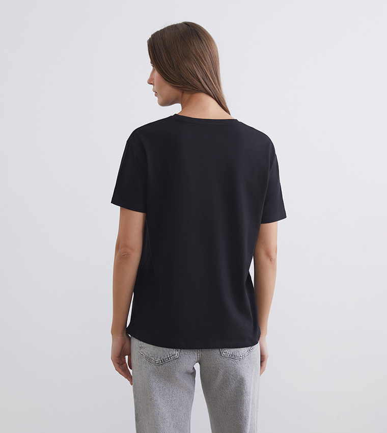 LC Waikiki  Short Sleeve T-Shirts - BLACK Short Sleeve T-Shirts