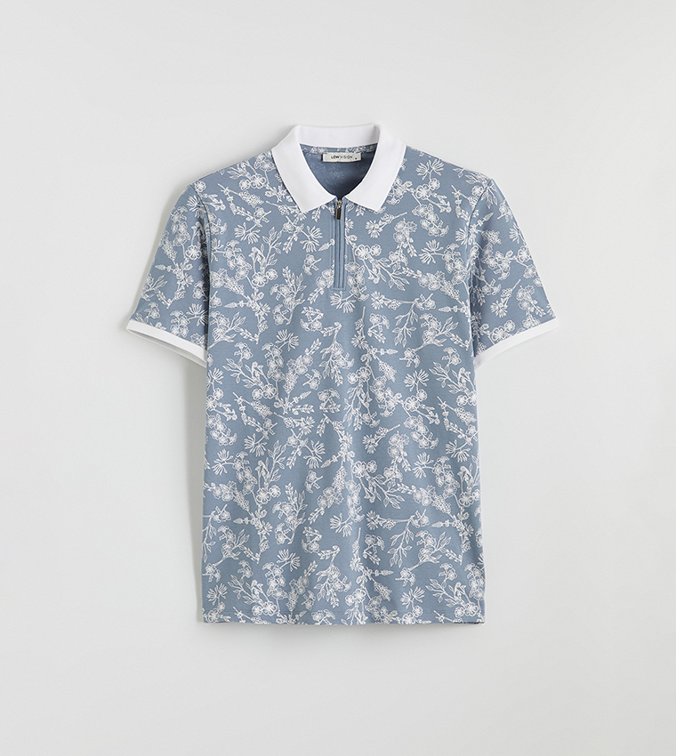 Patterned Short Sleeves Pique Polo T-Shirt