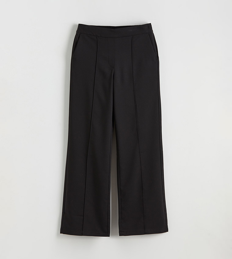 Elastic Waist Wide Leg Trousers