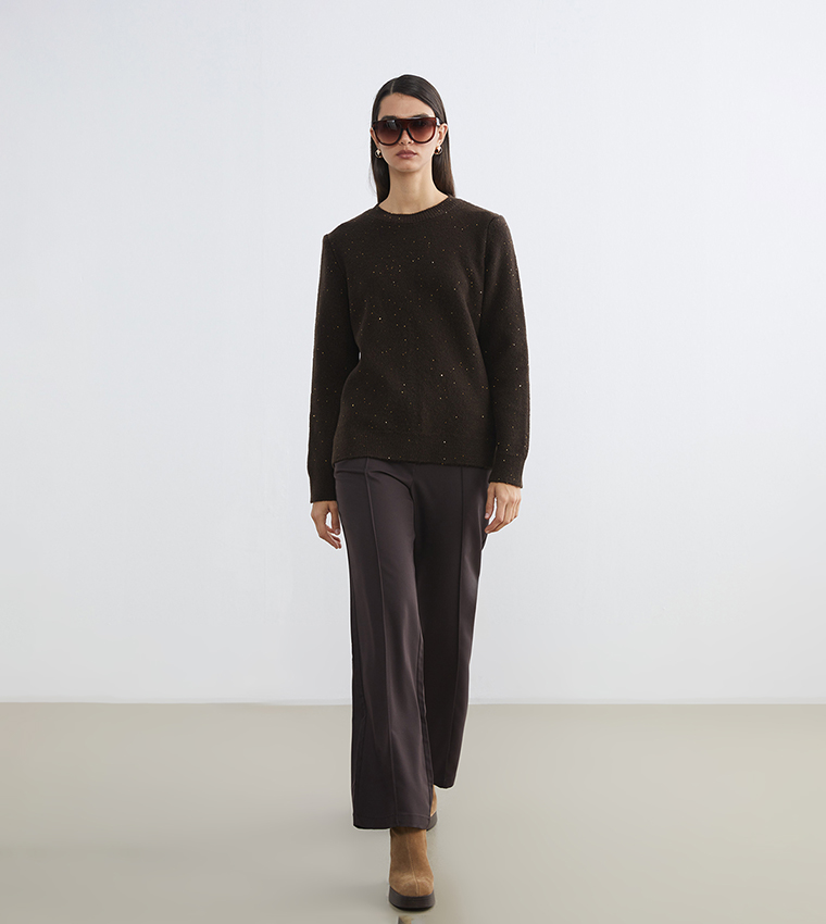 Elastic Waist Wide Leg Trousers