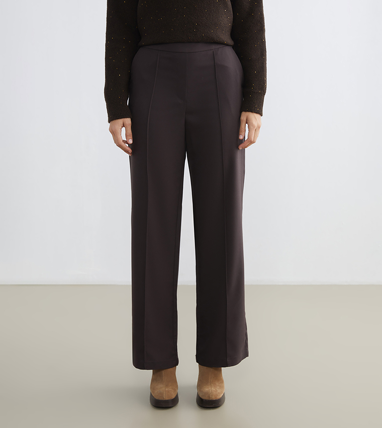 Elastic Waist Wide Leg Trousers