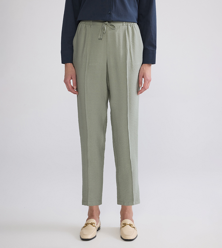 Drawstring Waist Slim Fit Trousers