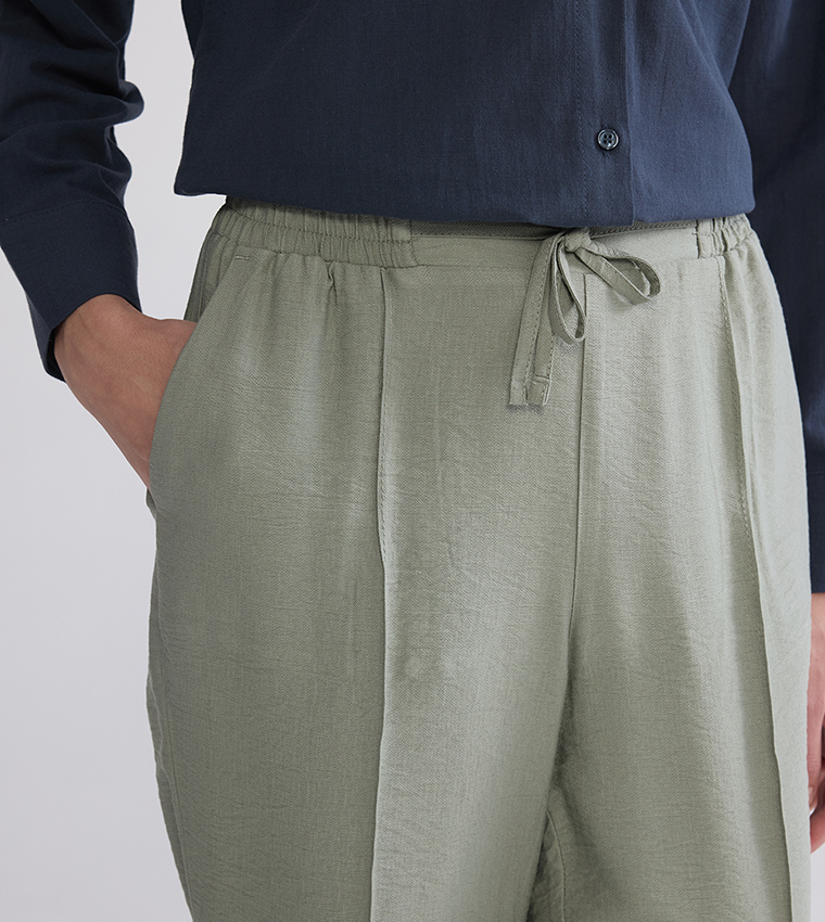 Drawstring Waist Slim Fit Trousers