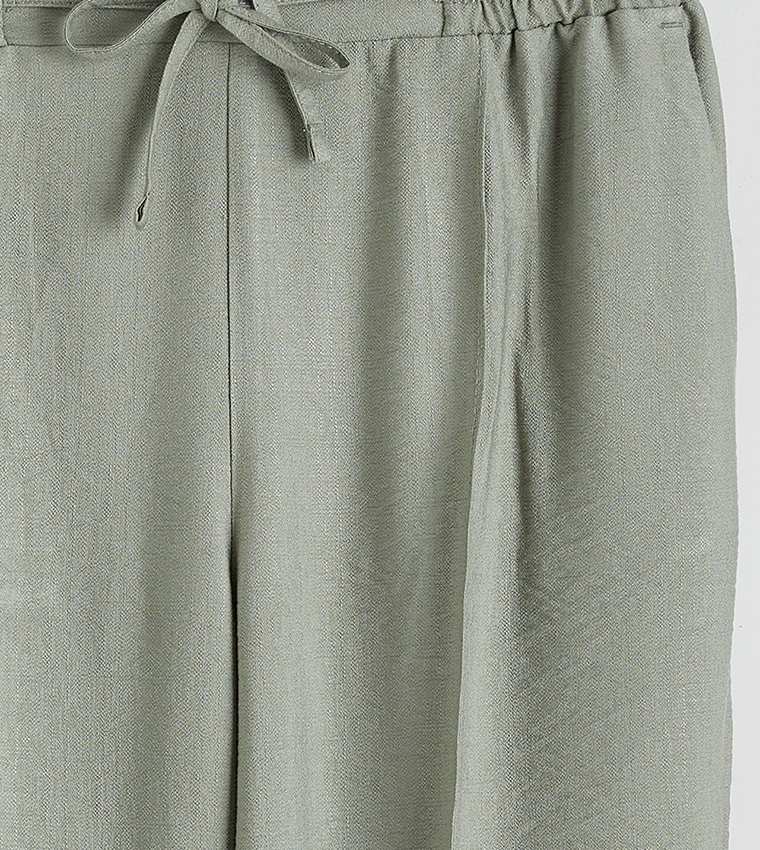 Drawstring Waist Slim Fit Trousers