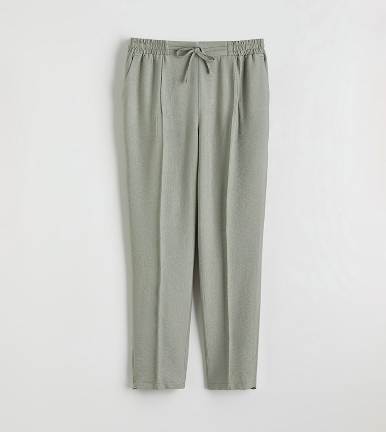 Drawstring Waist Slim Fit Trousers