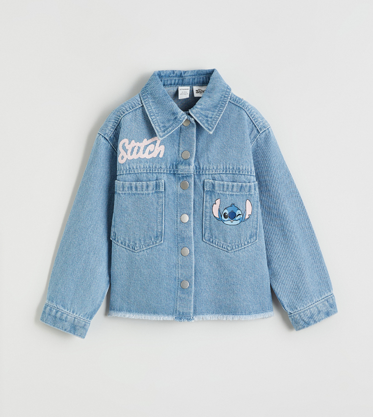 Stitch and Angel Printed Long Sleeves Denim Jacket