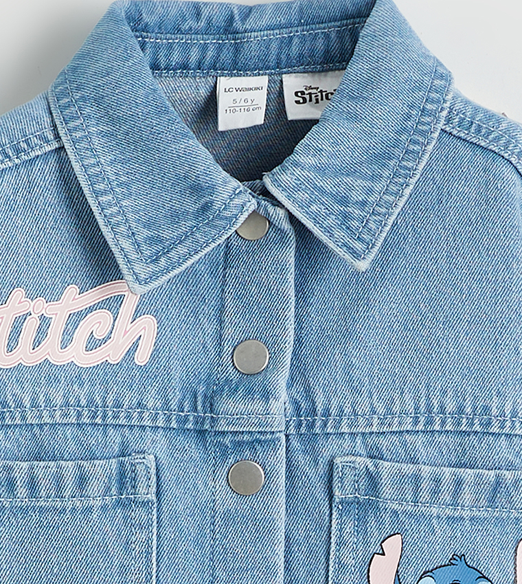 Stitch and Angel Printed Long Sleeves Denim Jacket