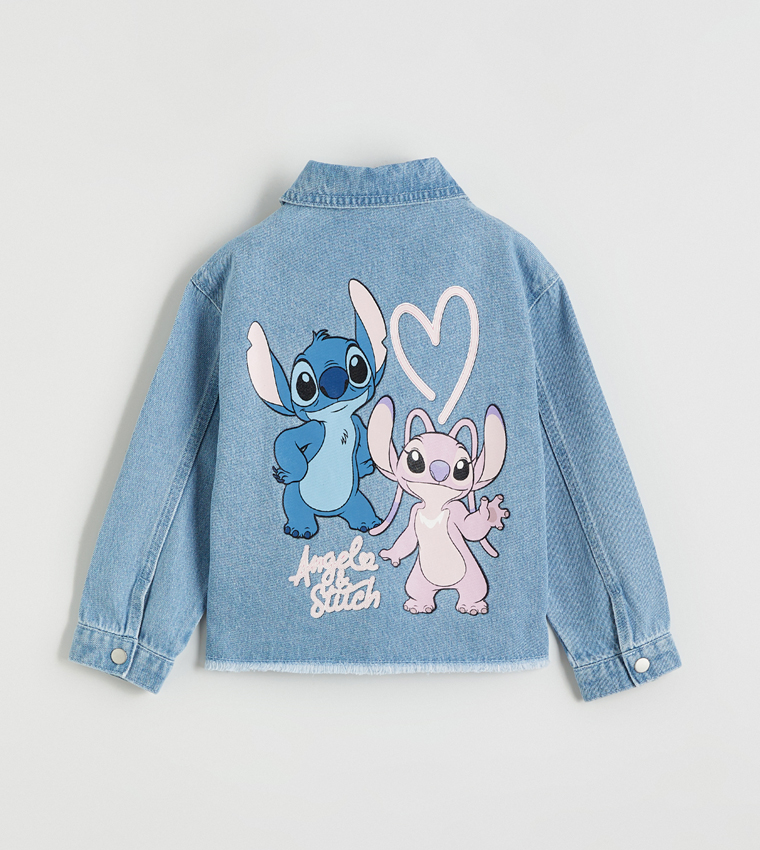 Stitch and Angel Printed Long Sleeves Denim Jacket