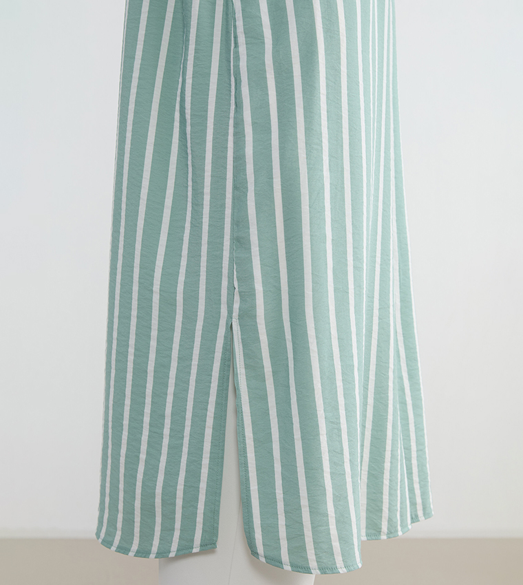 Modest Striped Long Sleeves Shirt Tunic