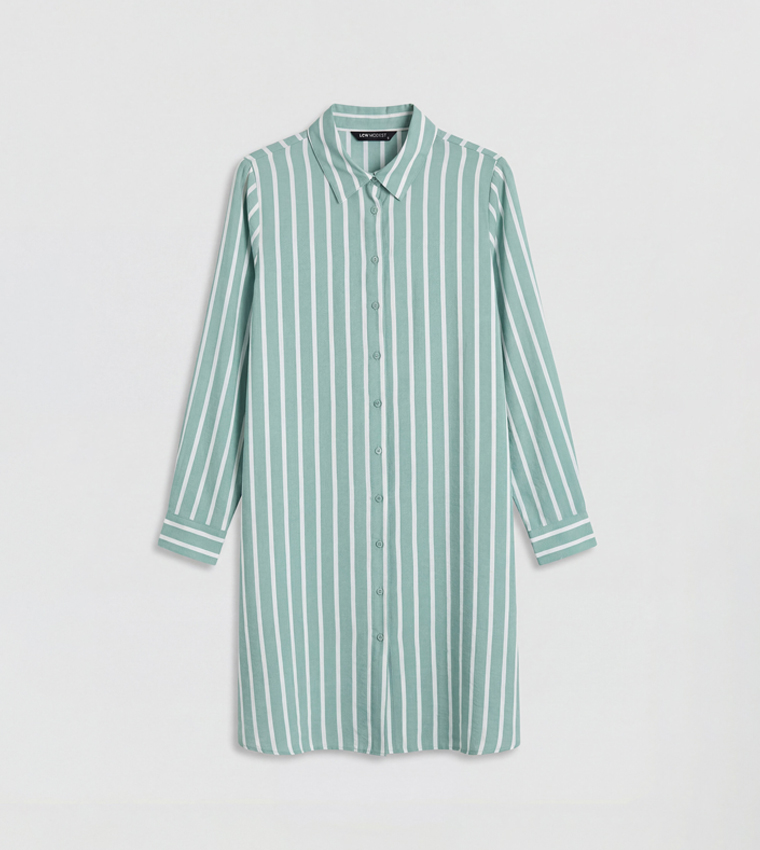 Modest Striped Long Sleeves Shirt Tunic