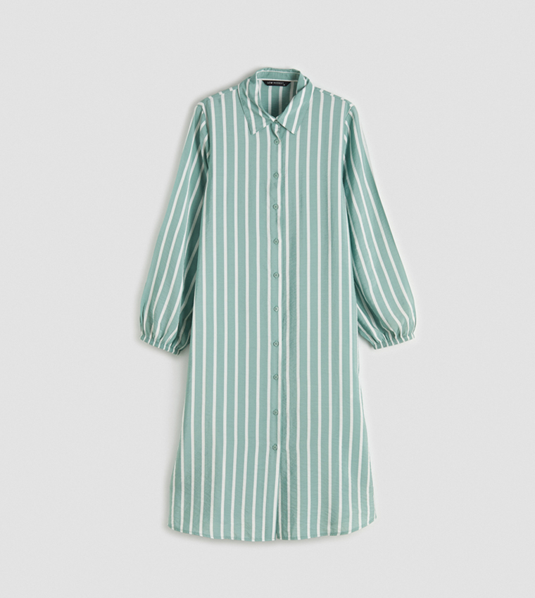 Modest Striped Long Sleeves Shirt Tunic