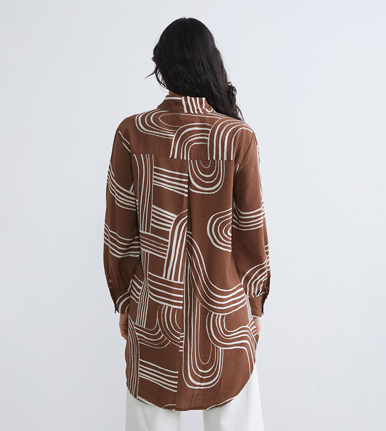 Modest Patterned Long Sleeves Tunic