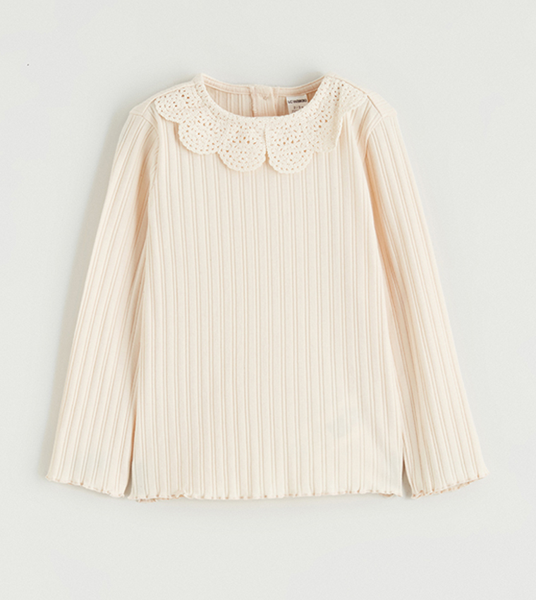 Ribbed Peter Pan Collar Top and Shorts Set