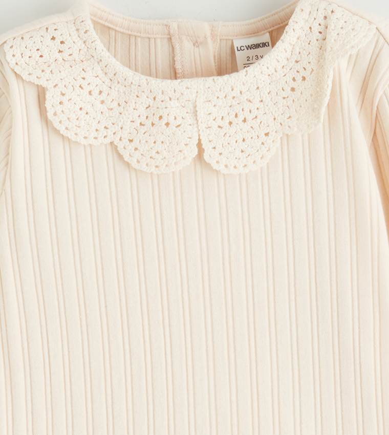 Ribbed Peter Pan Collar Top and Shorts Set