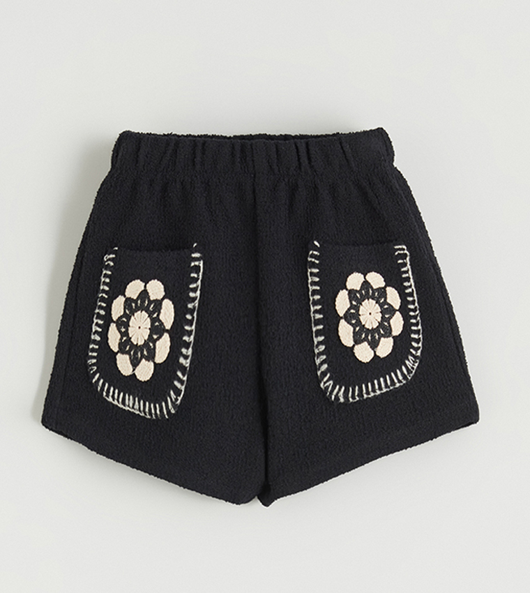 Ribbed Peter Pan Collar Top and Shorts Set