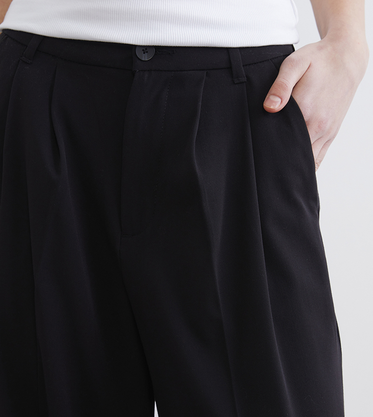 Pleated Wide Leg Trousers