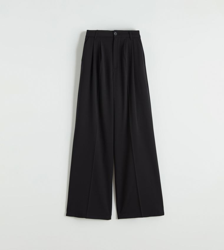 Pleated Wide Leg Trousers
