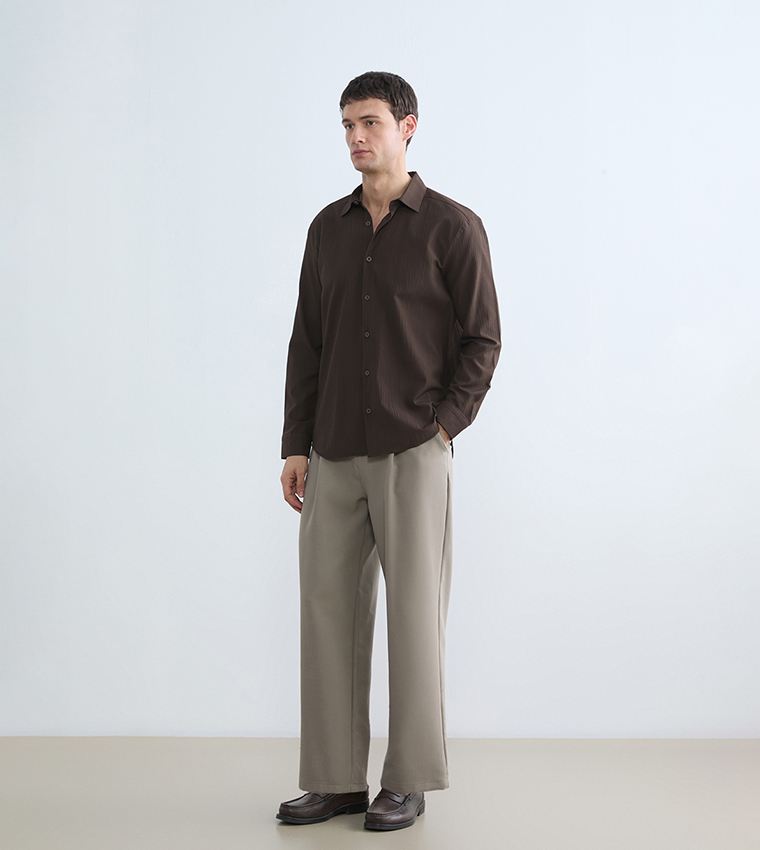Textured Long Sleeves Regular Fit Shirt