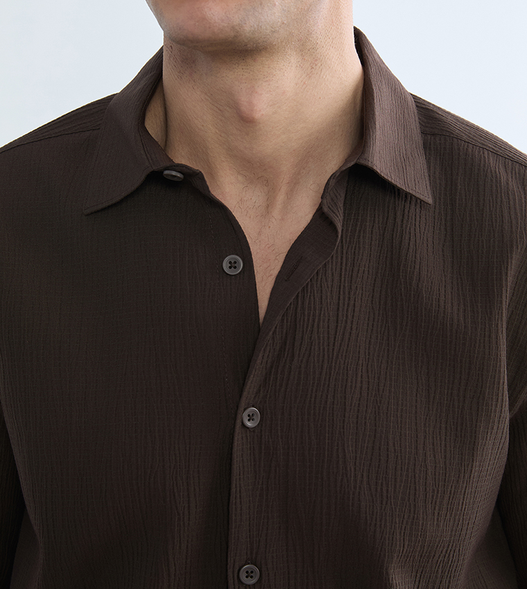Textured Long Sleeves Regular Fit Shirt