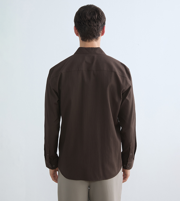 Textured Long Sleeves Regular Fit Shirt