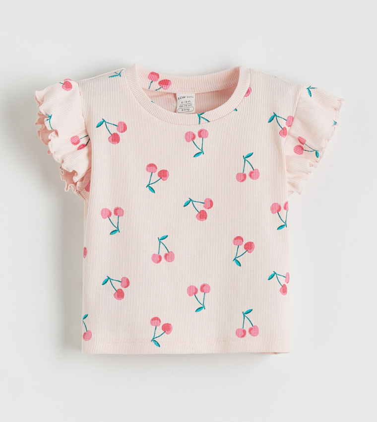 Printed Short Sleeves Top and Flared Pants Set