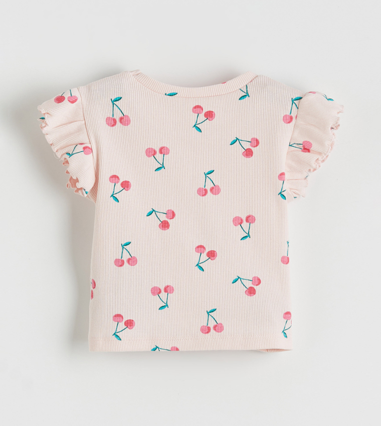 Printed Short Sleeves Top and Flared Pants Set