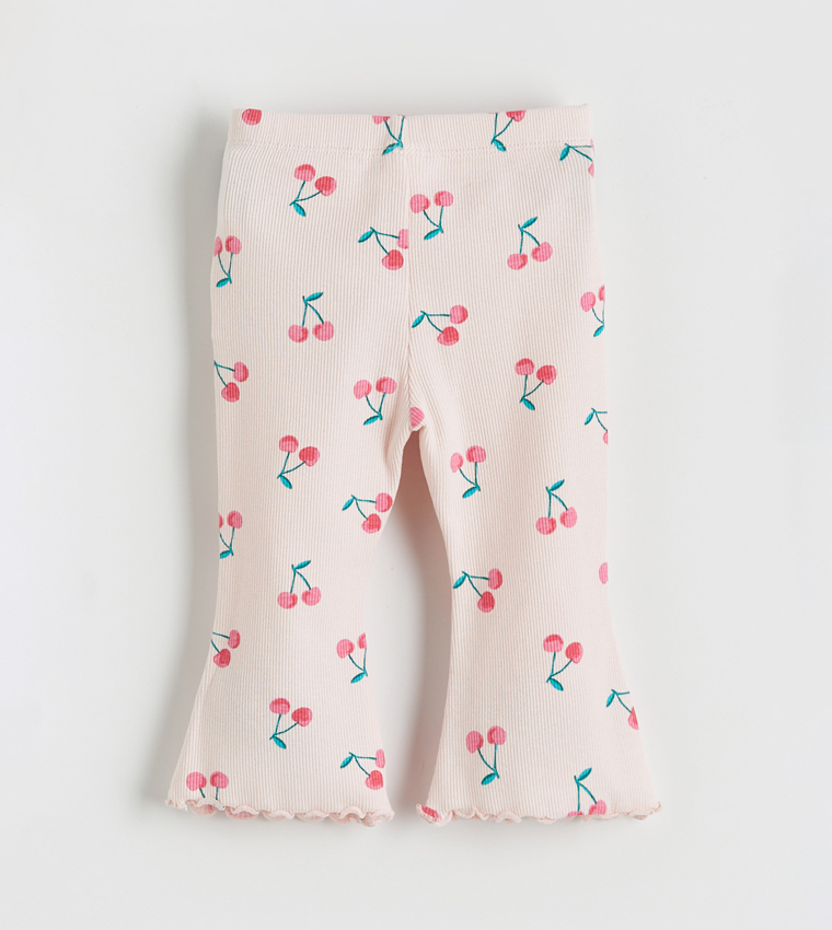 Printed Short Sleeves Top and Flared Pants Set