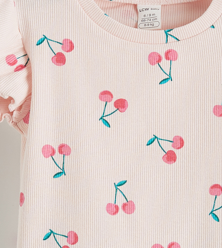 Printed Short Sleeves Top and Flared Pants Set