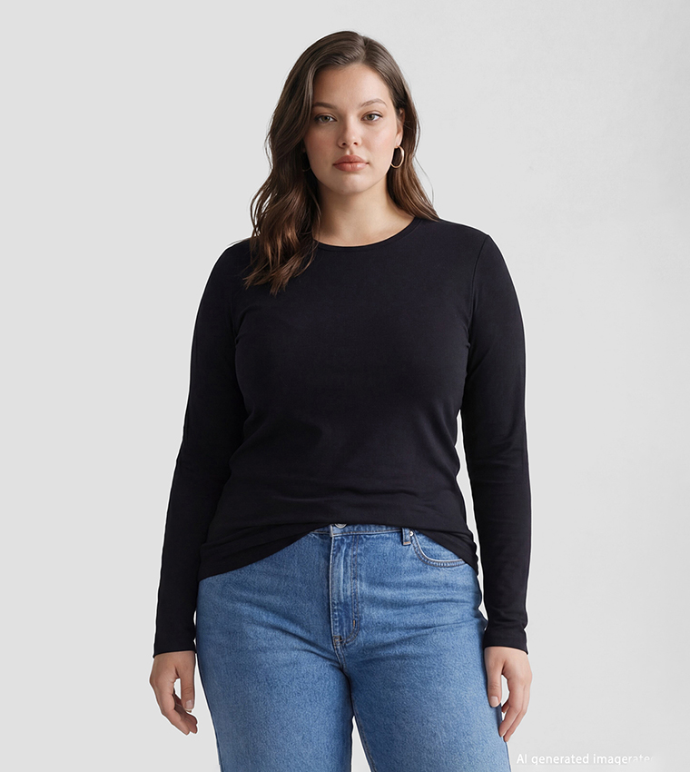 Solid Crew Neck Long Sleeves T-Shirt