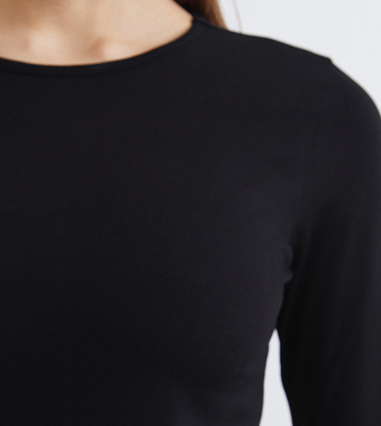 Solid Crew Neck Long Sleeves T-Shirt
