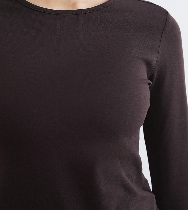 Solid Crew Neck Long Sleeves T-Shirt