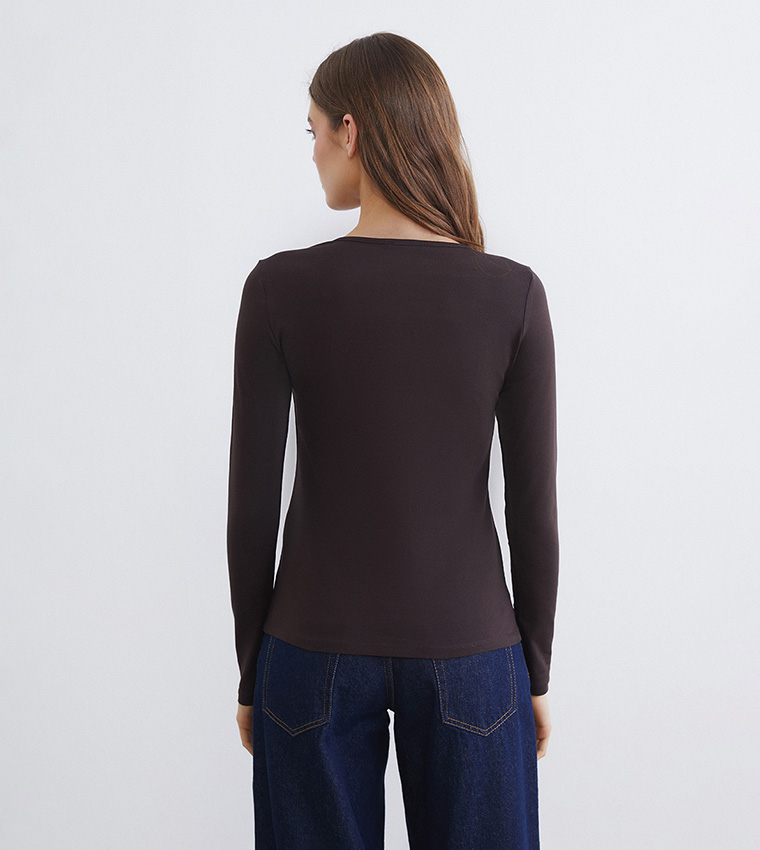 Solid Crew Neck Long Sleeves T-Shirt
