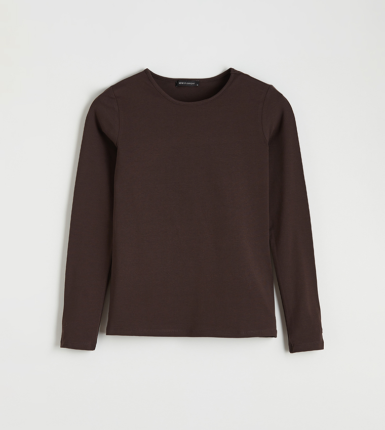 Solid Crew Neck Long Sleeves T-Shirt