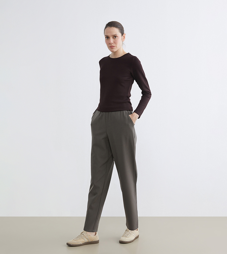 Solid Elastic Waist Soft Touch Sweatpants