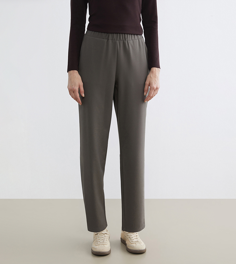 Solid Elastic Waist Soft Touch Sweatpants