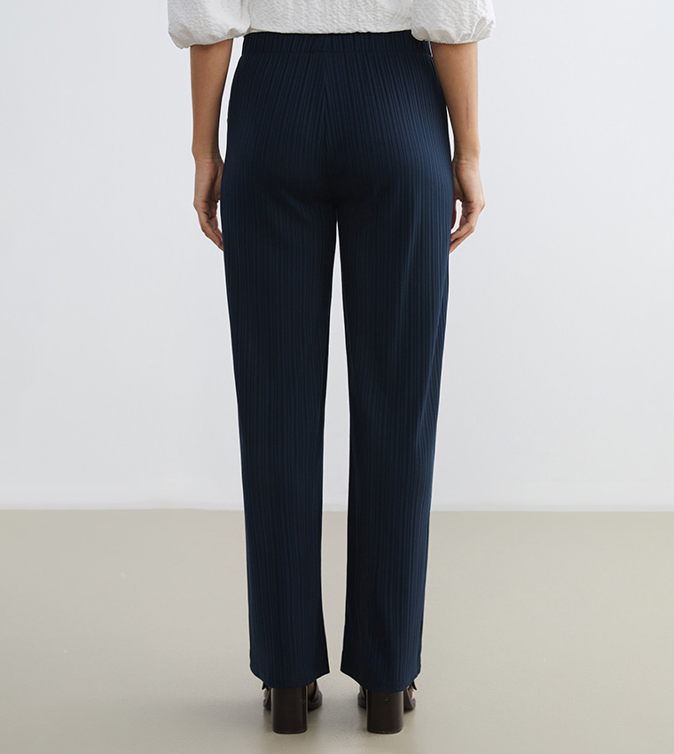 Textured Wide Leg Trousers