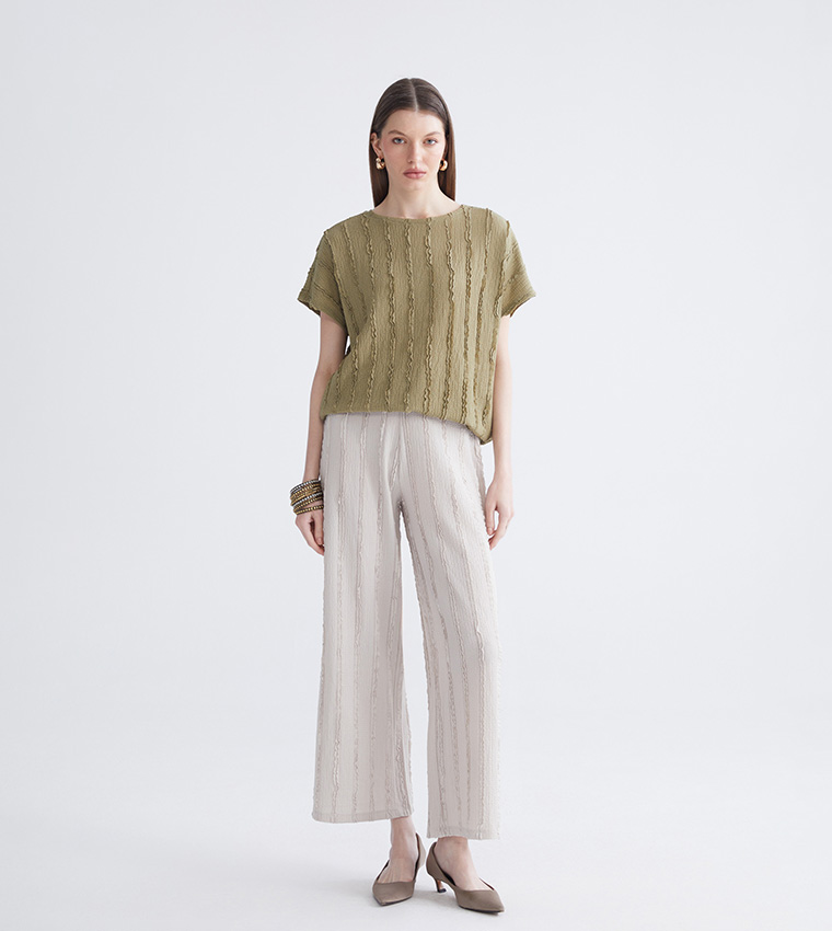 Textured Wide Leg Trousers