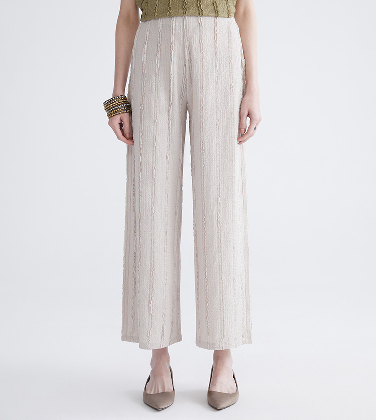 Textured Wide Leg Trousers