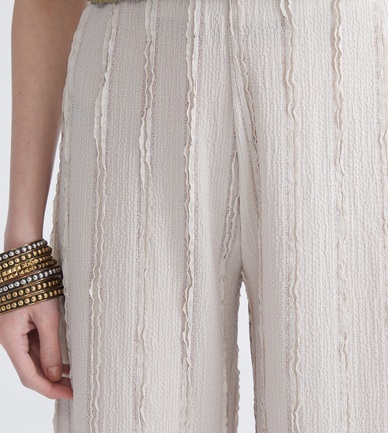 Textured Wide Leg Trousers