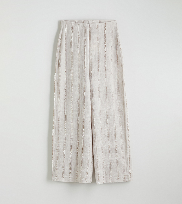 Textured Wide Leg Trousers