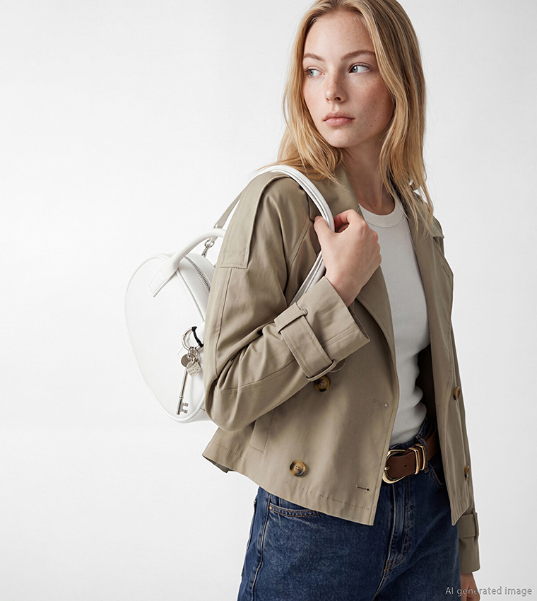 Solid Zip Shoulder Bag