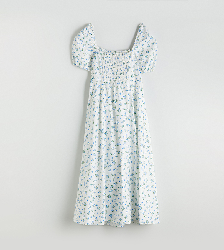 Floral Print Short Sleeves Midi Dress