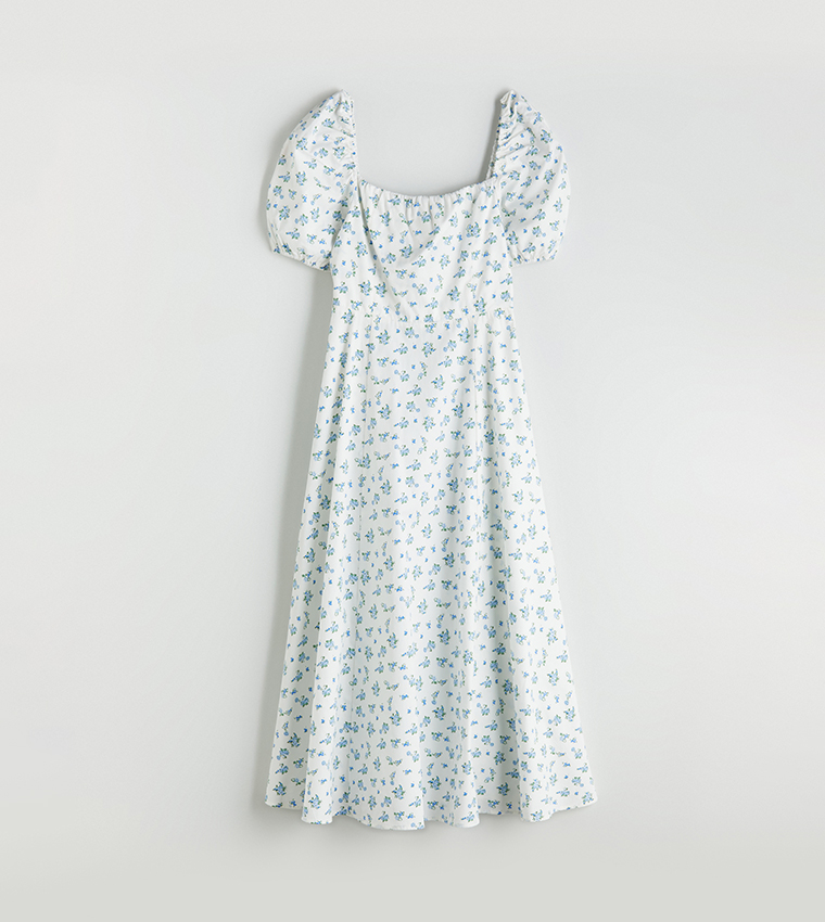 Floral Print Short Sleeves Midi Dress